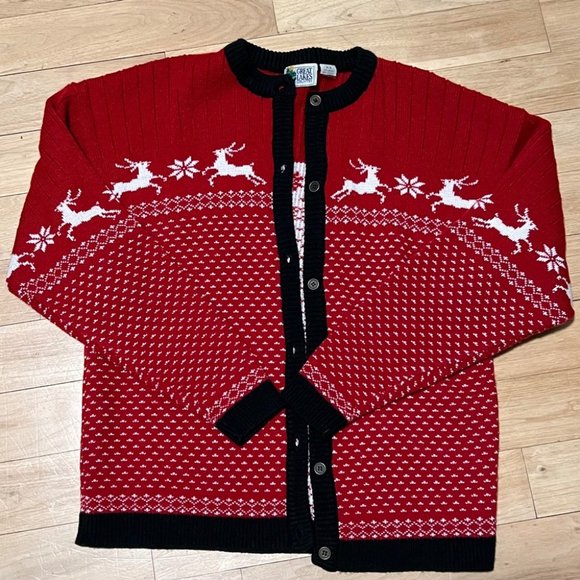 Vintage Great Lakes holiday red knit cardigan - Picture 6 of 9
